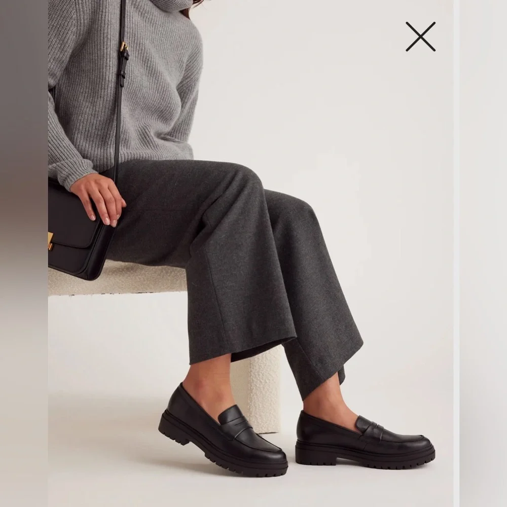 NIB Quince Italian Leather Lug Sole Loafer Black Size Women's 10 - Picture 13 of 13